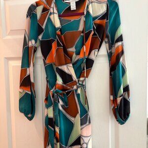 Diane von Furstenberg Long Sleeve Retro Wrap Dress